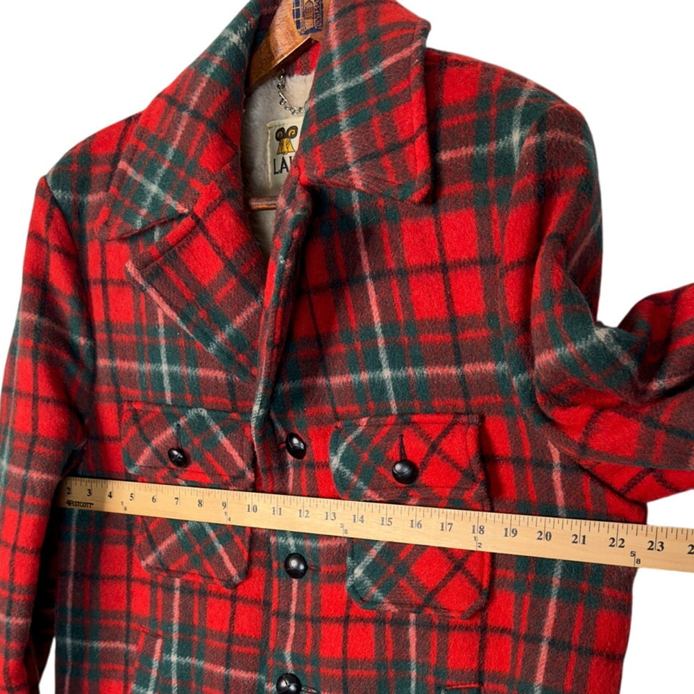 Huckberry Vintage L Wool Plaid Barn Coat $450 Shearling Chore Jacket Red 42 - Picture 9 of 9